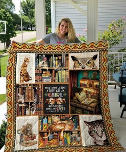 Personalized Books and Cats Quilt Bedding Set for Picnics and Family Gifts