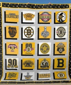 Personalized Boston Bruins Quilt Bedding Set Great for Bedroom Decor and Family Gifts