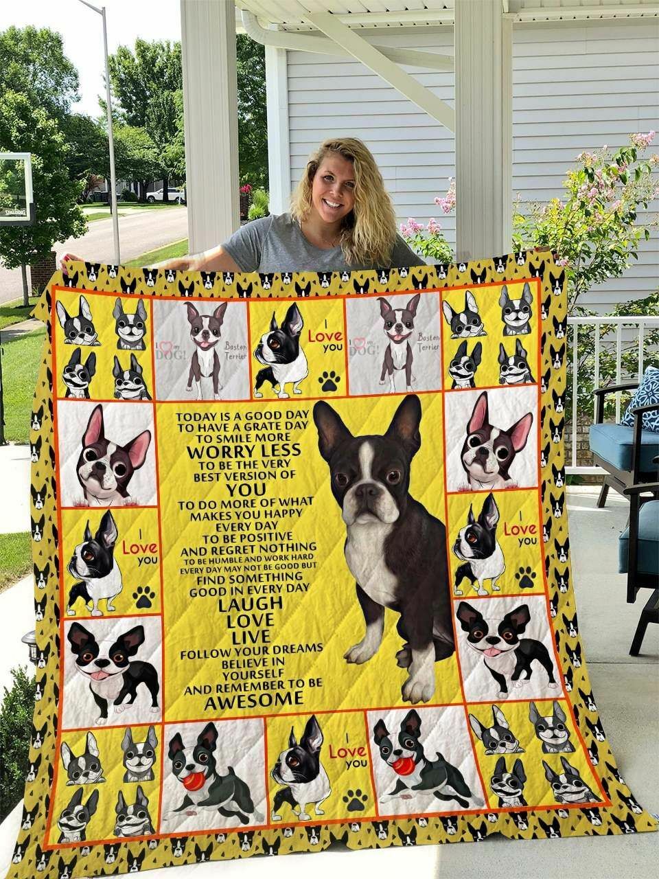Personalized Boxer Be Your Smile Quilt Bed Set, Suitable for Home Decor and Picnic, Gifts for Family