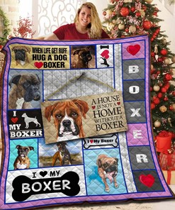 Personalized Boxer Dog Quilt Bedding Set - Great for Bedroom Decoration and Family Gifts