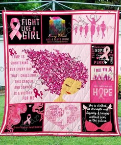 Personalized Breast Cancer Warrior Blanket Quilt Bedding Set - Ideal for Home Decor and Family Gifts