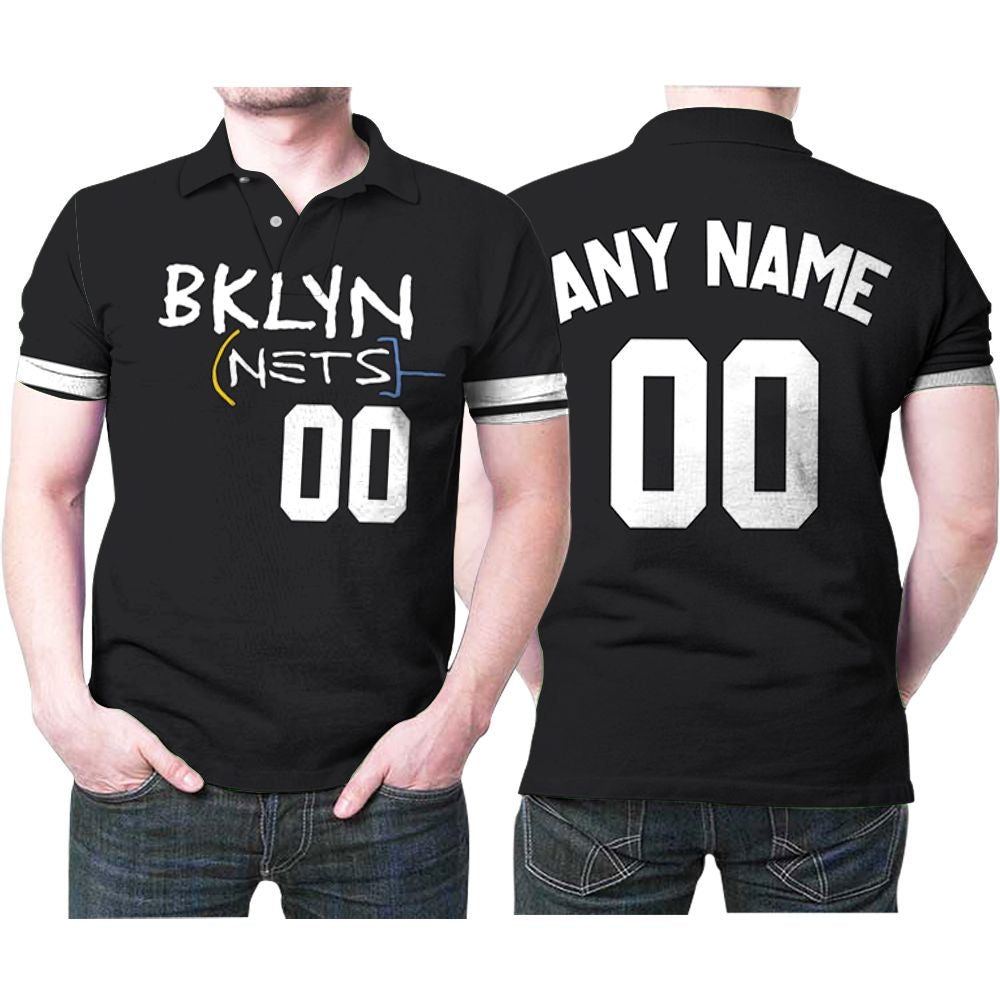 Personalized Brooklyn Nets Any Name 00 2021 City Edition Black Jersey Inspired Style Polo Shirt