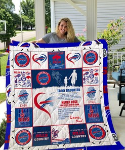 Personalized Buffalo Bills To My Daughter Love Dad Quilt Bedding Set, Great for Bedroom Decor and Family Gifts