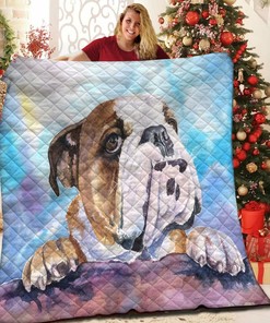 Personalized Bulldog Quilt Bedding Set Bedroom Decor, Gifts for Family