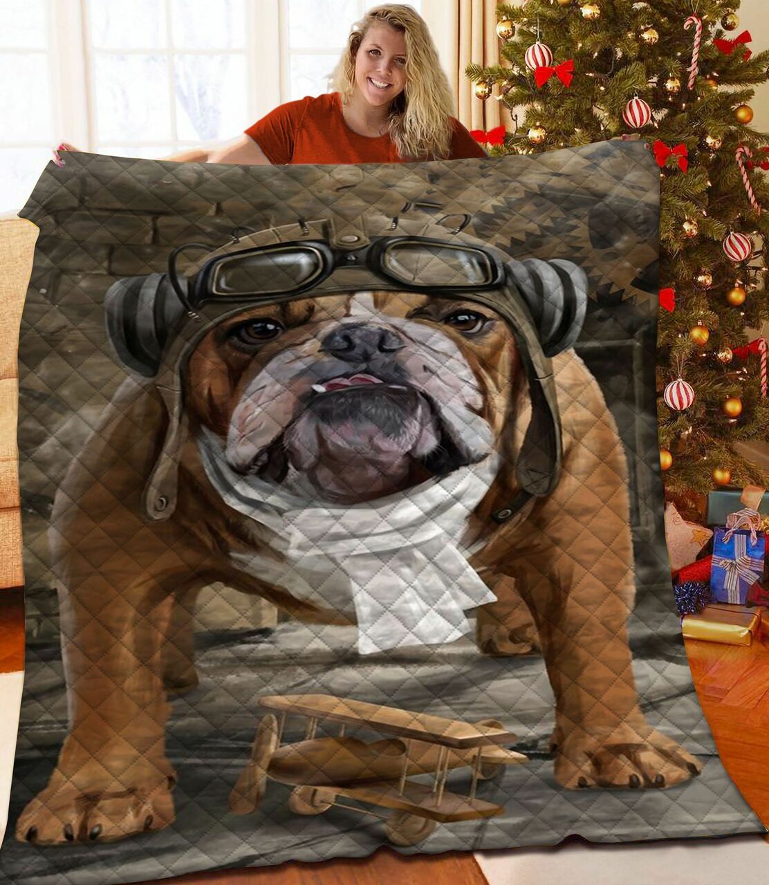 Personalized Bulldog Quilt Bedding Set Bedroom Decor for Housewarming Gifts