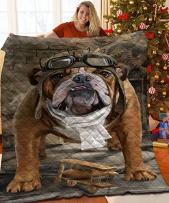 Personalized Bulldog Quilt Bedding Set for Home Decor and Great Family Gifts