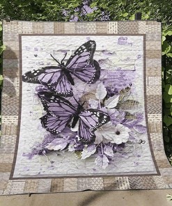 Personalized Butterfly Quilt Bedding Set for Home Decor and Picnics - Great Gifts for Family