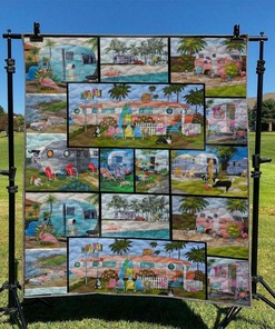 Personalized Camping Quilt Bed Set Blanket with Name or Personalized Quote for Home Decor and Picnic, Gifts for Family