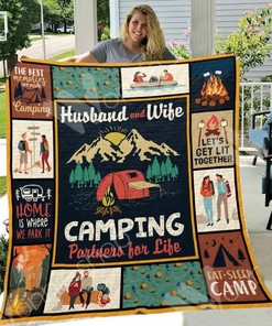 Personalized Camping Quilt Bedding Set for Bedroom Decor and Family Gifts