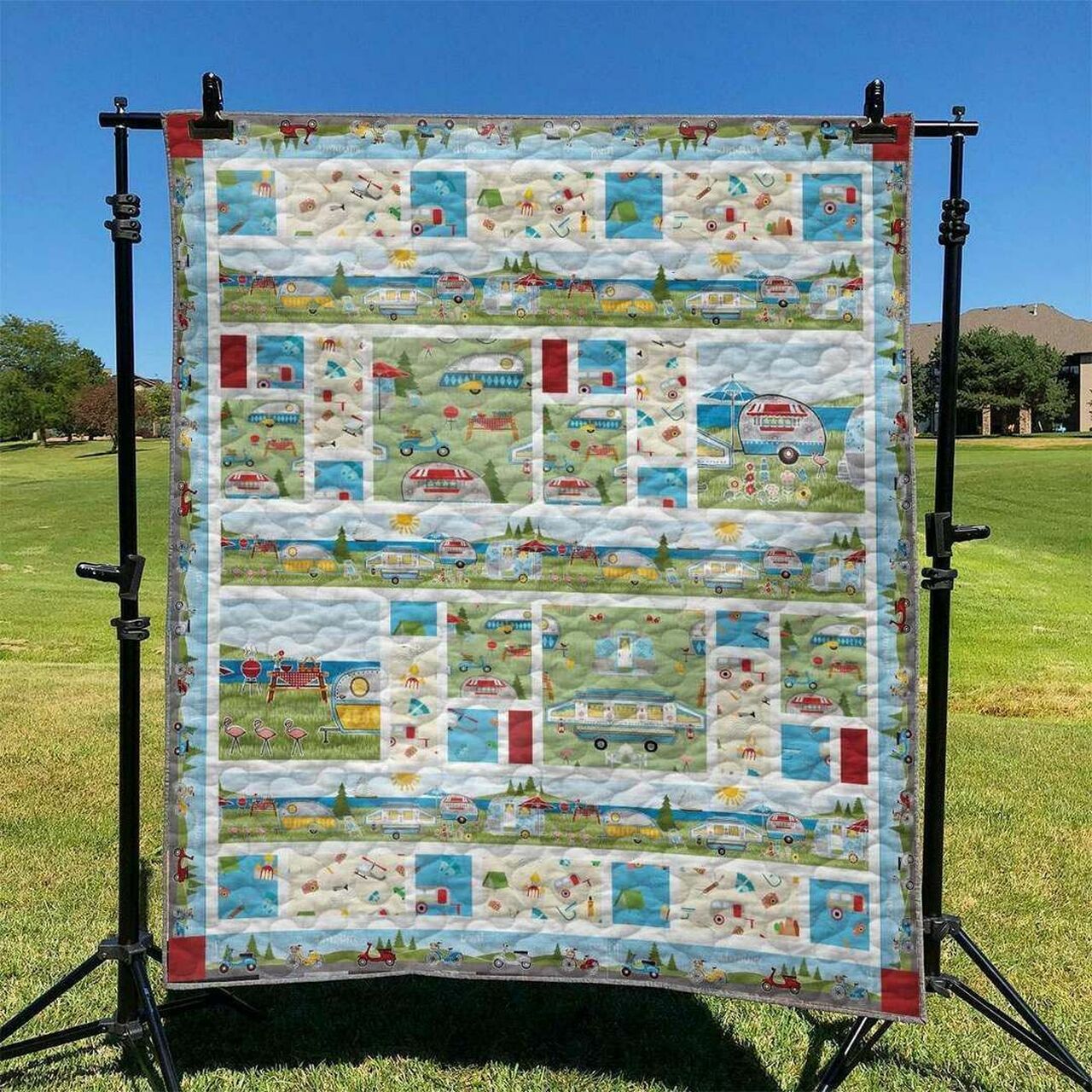 Personalized Camping Quilt Bedding Set with Matching Pillowcases for a Perfect Bedroom Look