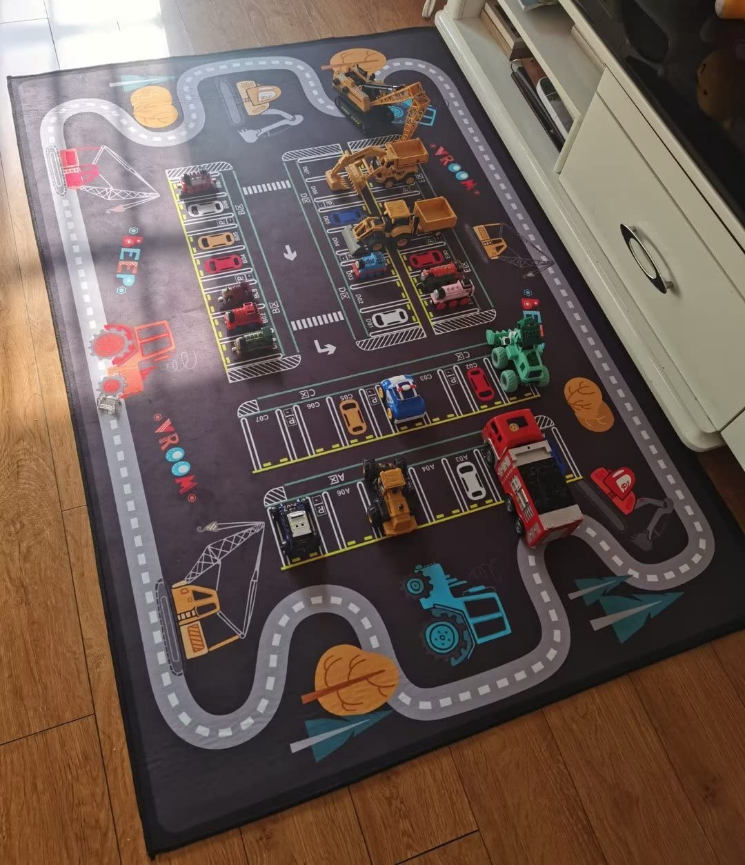 Personalized Cartoon Parking Lot Carpet for Boys and Girls - Game Toy Car Play Mat for Bedroom, Living Room - Image 2