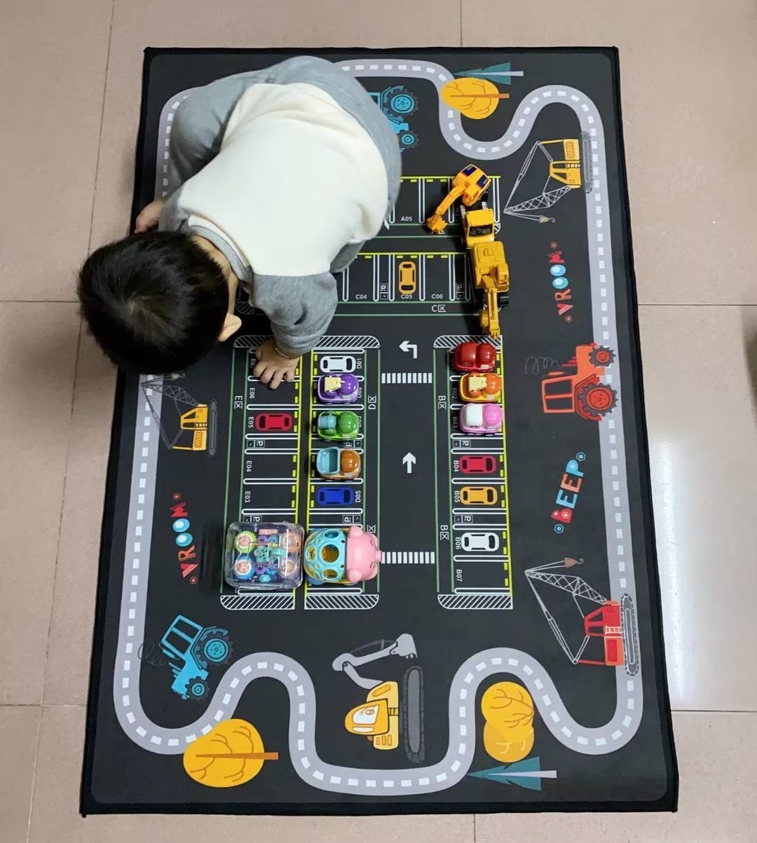 Personalized Cartoon Parking Lot Carpet for Boys and Girls - Game Toy Car Play Mat for Bedroom, Living Room - Image 3