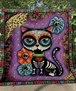 Personalized Cat Day Of The Death Bt030602 Quilt Bedding Set Blanket, Great for Bedroom Decor and Family Gifts