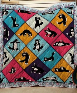 Personalized Cat Loves Yoga Quilt Bedding Set for Bedroom Decor or Picnic, Gifts for Family