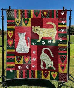 Personalized Cat Quilt Bedding Set for Home Decoration and Gift Giving to Family