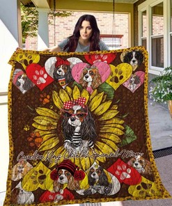 Personalized Cavalier King Charles Spaniel Quilt Bedding Set Blanket, Great for Bedroom Decor and Family Gifts