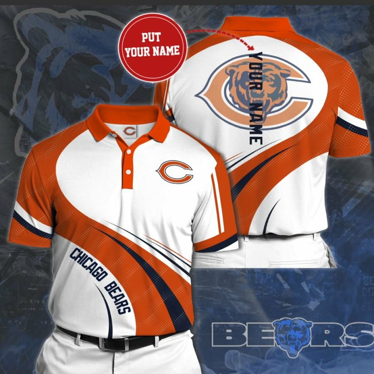 Personalized Chicago Bears No75 Polo Shirt, 3D All Over Print 8571
