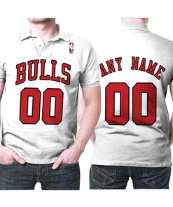 Personalized Chicago Bulls Any Name 00 Throwback 90S White Jersey Inspired Style Polo Shirt for Fans