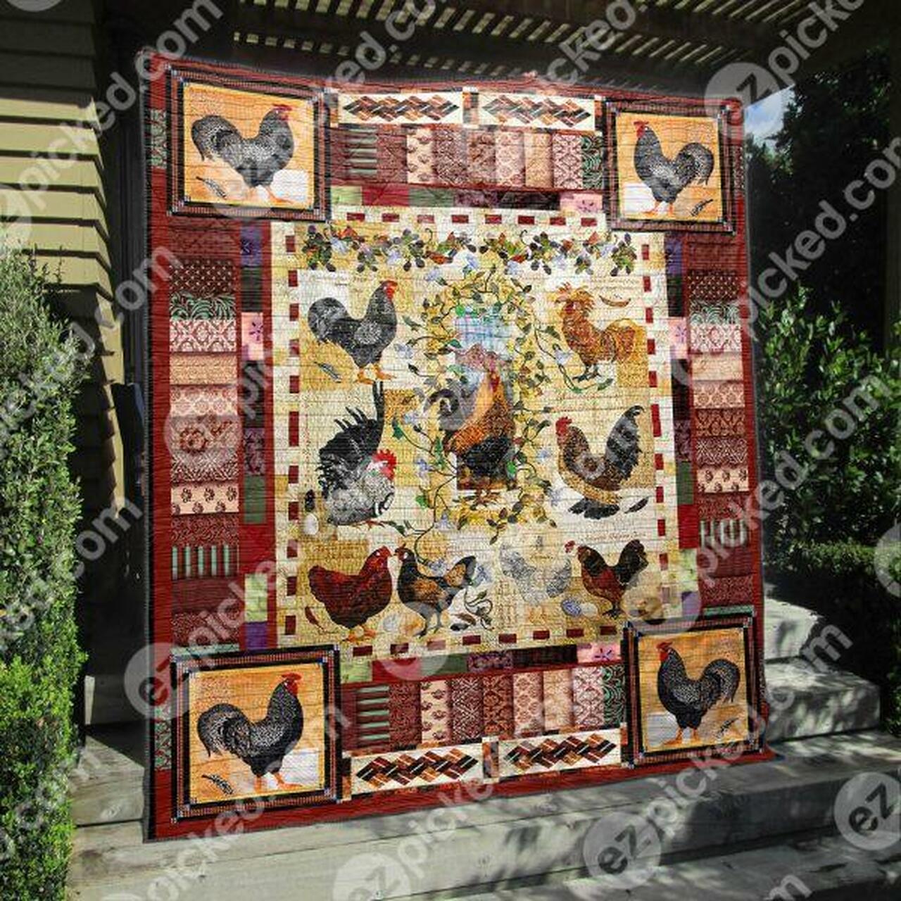 Personalized Chicken And Chicken Quilt Bedding Set Blanket for Home and Picnic