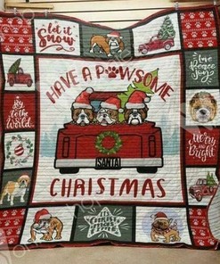 Personalized Christmas Bulldog Quilt Bedding Set for Bedroom Decor and Family Gifts