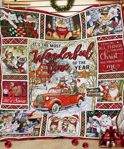 Personalized Christmas Cat Quilt Bedding Set - Suitable for Home Decoration and Picnic