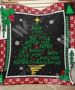 Personalized Christmas Tree Quilt Blanket Bedding Set - Great for Bedroom Decor and Family Gifts