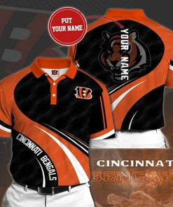 Personalized Cincinnati Bengals No76 Polo Shirt, 3D All Over Print 8493