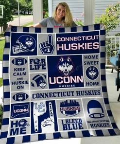 Personalized Connecticut Huskies Quilt Bedding Set Blanket - Perfect for Bedroom Decor and Family Gifts