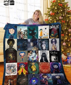 Personalized Coraline Poster Quilt Blanket Bedding Set with Custom Text for Home Decoration and Gifts for Family