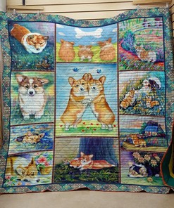 Personalized Corgi Love Quilt Bed Set Blanket for Home Decoration and Family Gifts