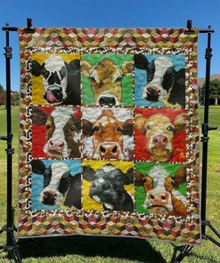 Personalized Cow Quilt Bed Set Blanket, Suitable for Home Decoration and Family Gifts