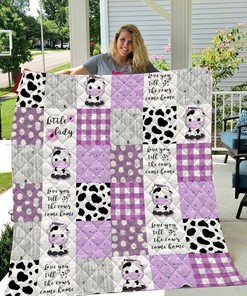 Personalized Cow Quilt Bedding Set with 2 Pillowcases, Perfect for Family Gifts