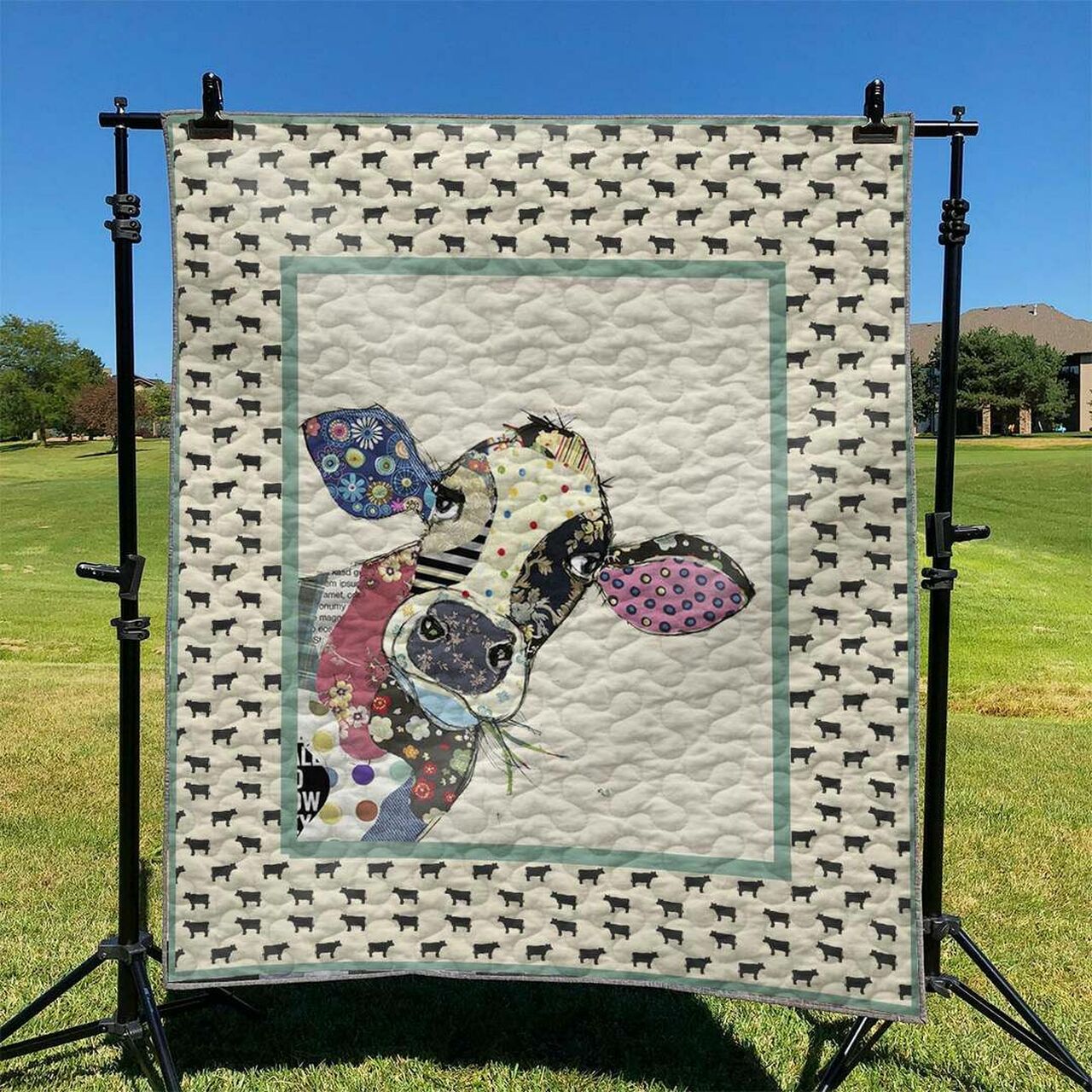 Personalized Cow Quilt Blanket Bedding Set, Ideal for Home Decoration and Family Gifts
