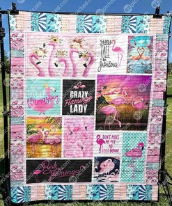 Personalized Crazy Flamingo Lady Cld150675 Quilt Bedding Set Blanket, Great for Bedroom Decor and Family Gifts