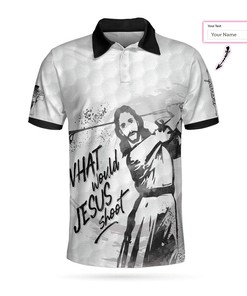 Personalized Custom Name Jesus Play Golf Christians Polo Shirt