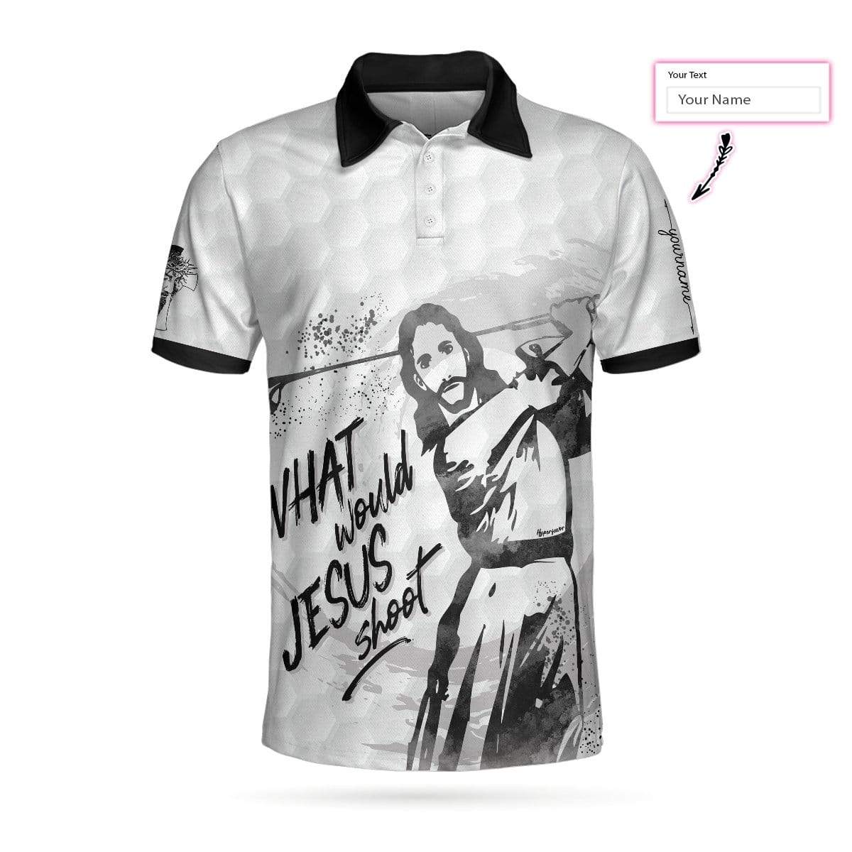 Personalized Custom Name Jesus Play Golf Christians Polo Shirt