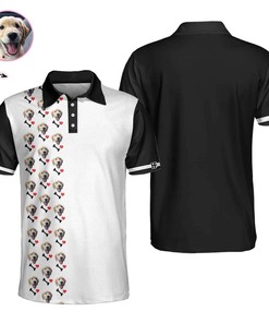 Personalized Custom Your Pet Photo I Love My Dog Polo Shirt #H