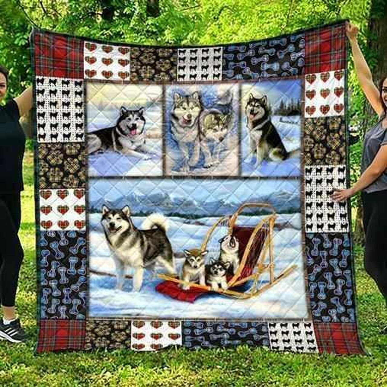 Personalized Cute Alaska Dog For Pet Lover Quilt Bed Set Blanket, Great for Bedroom Decor and Family Gifts