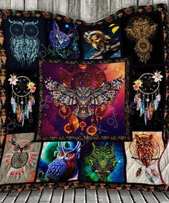Personalized Cute Owl With Dreamcatcher Quilt Bedding Set for Home Decoration, Gifts for Family