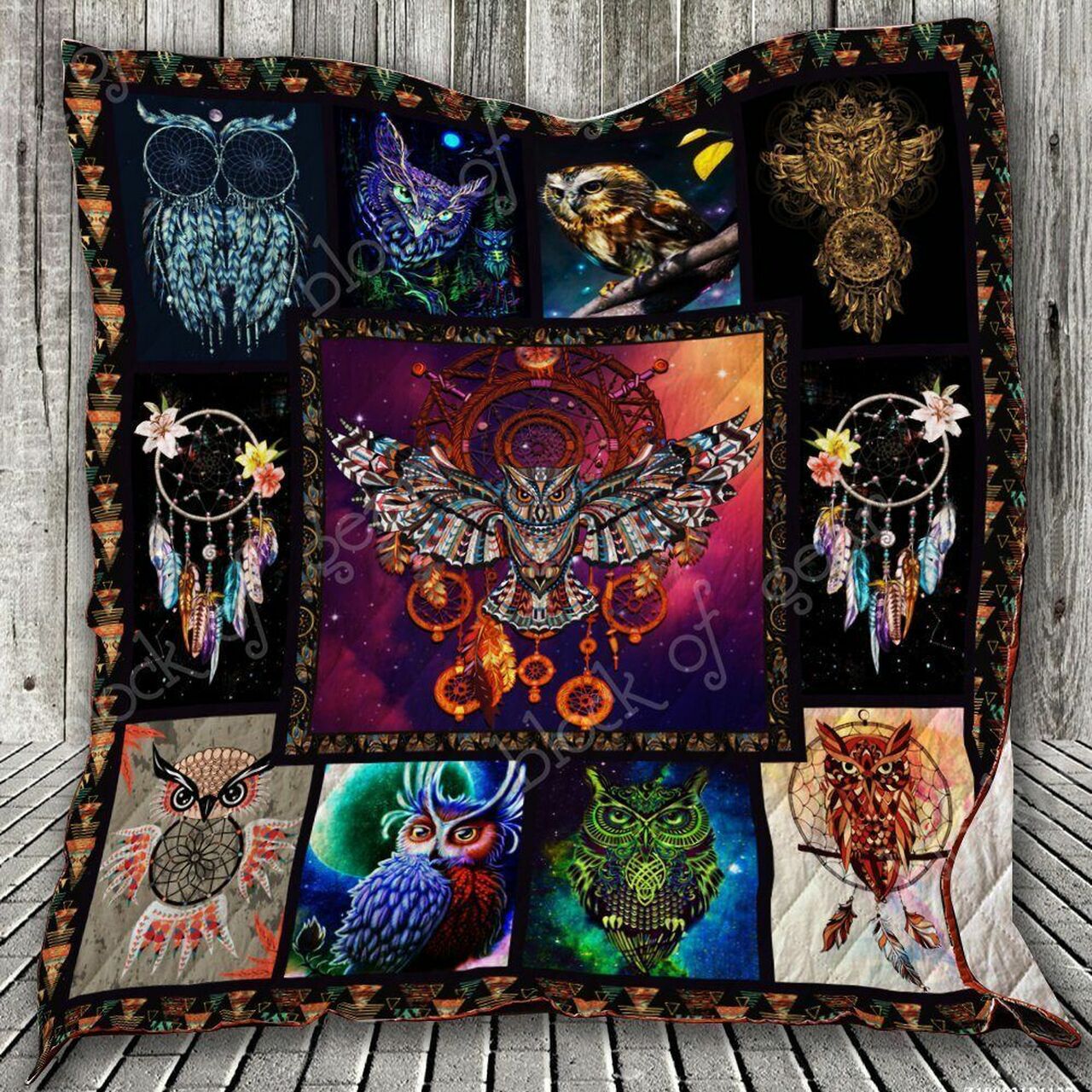 Personalized Cute Owl With Dreamcatcher Quilt Bedding Set for Home Decoration, Gifts for Family