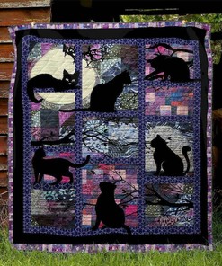 Personalized D9019 Cat Quilt Blanket Bedding Set for Bedroom Decor and Family Gifts