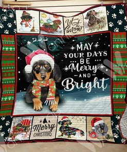 Personalized Dachshund Christmas Quilt Bed Set, Suitable for Home Decor and Picnic, Gifts for Family