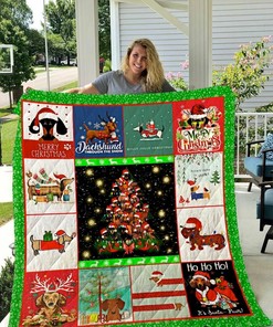 Personalized Dachshund Christmas Quilt Bedding Set Blanket for Home Decoration, Great for Family Gifts