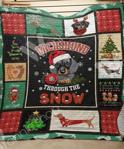 Personalized Dachshund Dog Christmas Quilt Bedding Set for Home Decor and Family Gifts