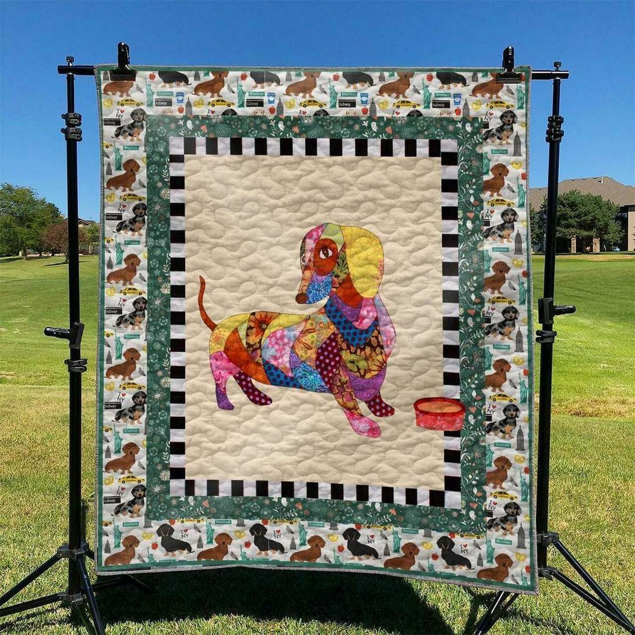 Personalized Dachshund Dog Quilt Bedding Set - Suitable for Home Decoration and Picnic