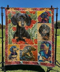Personalized Dachshund Dog Quilt Bedding Set for Home Decoration and Picnic