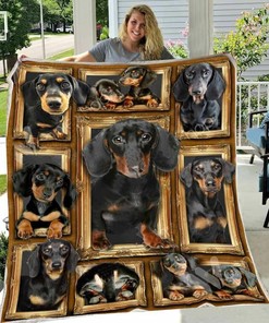 Personalized Dachshund Dog Sherpa Quilt Bedding Set for Picnics and Family Gifts