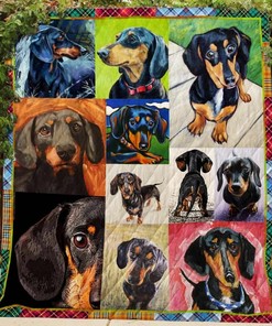 Personalized Dachshund Quilt Bed Set Blanket, Great for Bedroom Decoration and Family Gifts