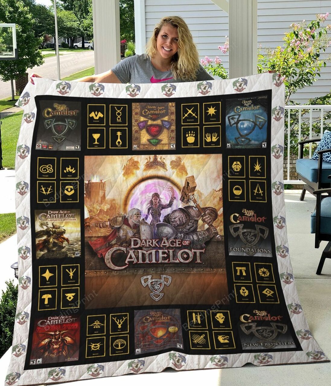 Personalized Dark Age Of Camelot Quilt Bedding Set Blanket for Home Decoration, Great Gifts for Family