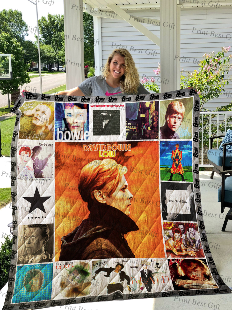 Personalized David Bowie Album Quilt Bedding Set - Great for Bedroom Decor and Family Gifts